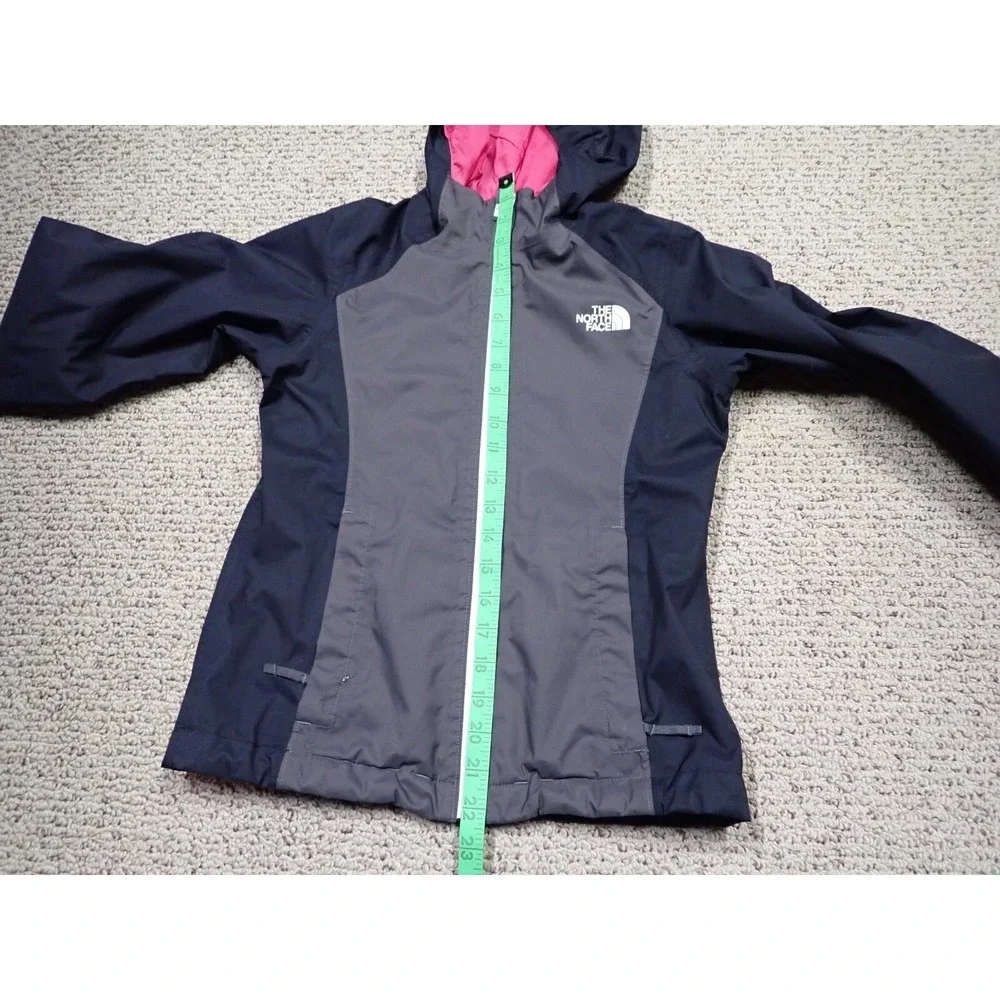 The North Face Rain Jacket Girls 7/8 Navy Grey Good Packable Waterproof DryVent